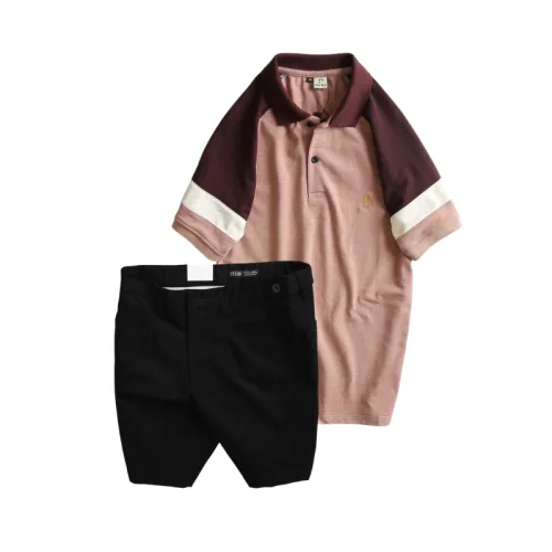 Set Bộ Nam - Áo Thun Nam Polo Cổ Bẻ Phối Màu Thêu Logo Trước Ngực Hey Boy Và Quần Short Kaki Co Giãn Phối Nút Cao Cấp (Có Size 36)