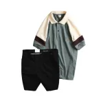 Set Bộ Nam - Áo Thun Nam Polo Cổ Bẻ Phối Màu Thêu Logo Trước Ngực Hey Boy Và Quần Short Kaki Co Giãn Phối Nút Cao Cấp (Có Size 36)
