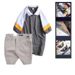 Set Bộ Nam - Áo Thun Nam Polo Cổ Bẻ Phối Màu Thêu Logo Trước Ngực Hey Boy Và Quần Short Kaki Co Giãn Phối Nút Cao Cấp (Có Size 36)