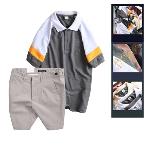 Set Bộ Nam - Áo Thun Nam Polo Cổ Bẻ Phối Màu Thêu Logo Trước Ngực Hey Boy Và Quần Short Kaki Co Giãn Phối Nút Cao Cấp (Có Size 36)