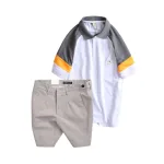 Set Bộ Nam - Áo Thun Nam Polo Cổ Bẻ Phối Màu Thêu Logo Trước Ngực Hey Boy Và Quần Short Kaki Co Giãn Phối Nút Cao Cấp (Có Size 36)