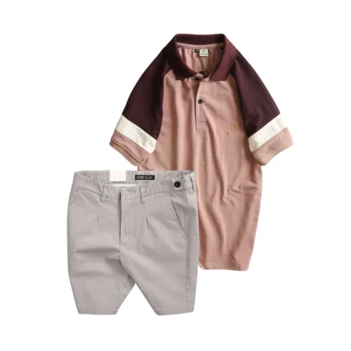Set Bộ Nam - Áo Thun Nam Polo Cổ Bẻ Phối Màu Thêu Logo Trước Ngực Hey Boy Và Quần Short Kaki Co Giãn Phối Nút Cao Cấp (Có Size 36)