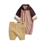 Set Bộ Nam - Áo Thun Nam Polo Cổ Bẻ Phối Màu Thêu Logo Trước Ngực Hey Boy Và Quần Short Kaki Co Giãn Phối Nút Cao Cấp (Có Size 36)