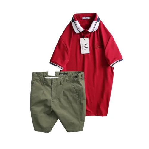 Set Bộ Nam - Áo Thun Nam Polo Cổ Bẻ Phối Sọc Thêu Logo Chữ Trước Ngực Bền Đẹp Và Quần Short Kaki Co Giãn Phối Nút Cao Cấp (Có Size 36)