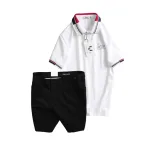 Set Bộ Nam - Áo Thun Nam Polo Cổ Bẻ Phối Sọc Thêu Logo Chữ Trước Ngực Bền Đẹp Và Quần Short Kaki Co Giãn Phối Nút Cao Cấp (Có Size 36)