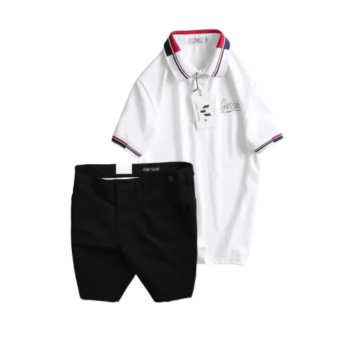Set Bộ Nam - Áo Thun Nam Polo Cổ Bẻ Phối Sọc Thêu Logo Chữ Trước Ngực Bền Đẹp Và Quần Short Kaki Co Giãn Phối Nút Cao Cấp (Có Size 36)
