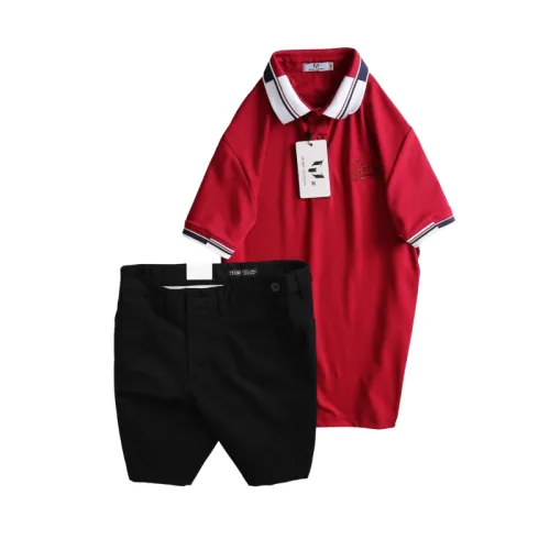 Set Bộ Nam - Áo Thun Nam Polo Cổ Bẻ Phối Sọc Thêu Logo Chữ Trước Ngực Bền Đẹp Và Quần Short Kaki Co Giãn Phối Nút Cao Cấp (Có Size 36)