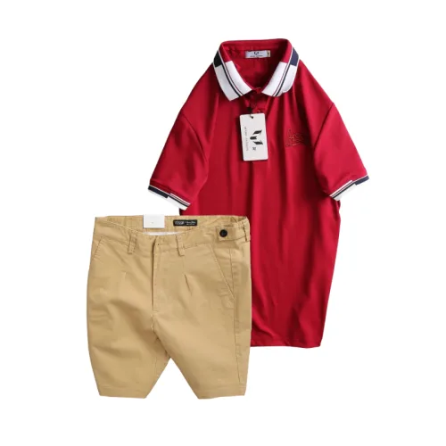 Set Bộ Nam - Áo Thun Nam Polo Cổ Bẻ Phối Sọc Thêu Logo Chữ Trước Ngực Bền Đẹp Và Quần Short Kaki Co Giãn Phối Nút Cao Cấp (Có Size 36)