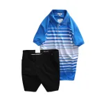 Set Bộ Nam - Áo Thun Nam Polo Cổ Bẻ Phối Sọc Trắng Bền Đẹp Và Quần Short Kaki Co Giãn Phối Nút Cao Cấp (Có Size 36)