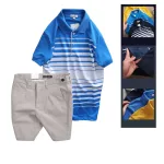 Set Bộ Nam - Áo Thun Nam Polo Cổ Bẻ Phối Sọc Trắng Bền Đẹp Và Quần Short Kaki Co Giãn Phối Nút Cao Cấp (Có Size 36)