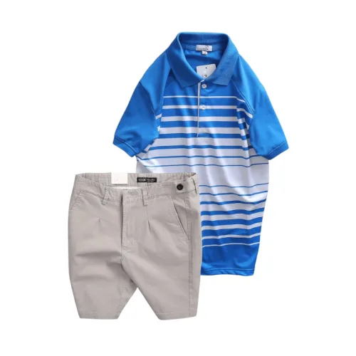 Set Bộ Nam - Áo Thun Nam Polo Cổ Bẻ Phối Sọc Trắng Bền Đẹp Và Quần Short Kaki Co Giãn Phối Nút Cao Cấp (Có Size 36)