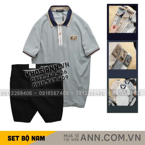 Set Bộ Nam - Áo Thun Nam Polo Cổ Bẻ Phối Tag Chữ Rears Và Quần Short Kaki Co Giãn Phối Nút Cao Cấp (Có Size 36)
