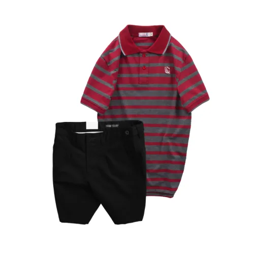 Set Bộ Nam - Áo Thun Nam Polo Cổ Bẻ Sọc Ngang Thêu Logo Trước Ngực Và Quần Short Kaki Co Giãn Phối Nút Cao Cấp (Có Size 36)