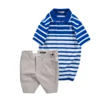 Set Bộ Nam - Áo Thun Nam Polo Cổ Bẻ Sọc Ngang Thêu Logo Trước Ngực Và Quần Short Kaki Co Giãn Phối Nút Cao Cấp (Có Size 36)