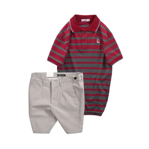 Set Bộ Nam - Áo Thun Nam Polo Cổ Bẻ Sọc Ngang Thêu Logo Trước Ngực Và Quần Short Kaki Co Giãn Phối Nút Cao Cấp (Có Size 36)
