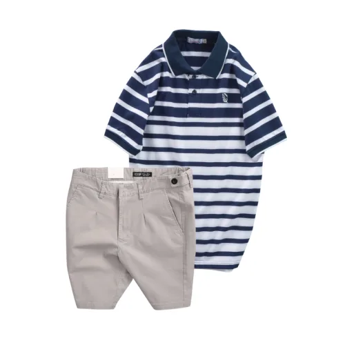 Set Bộ Nam - Áo Thun Nam Polo Cổ Bẻ Sọc Ngang Thêu Logo Trước Ngực Và Quần Short Kaki Co Giãn Phối Nút Cao Cấp (Có Size 36)