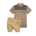 Set Bộ Nam - Áo Thun Nam Polo Cổ Bẻ Sọc Nhuyễn Phối Túi Và Quần Short Kaki Co Giãn Phối Nút Cao Cấp (Có Size 36)