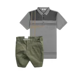 Set Bộ Nam - Áo Thun Nam Polo Cổ Bẻ Sọc Nhuyễn Phối Túi Và Quần Short Kaki Co Giãn Phối Nút Cao Cấp (Có Size 36)