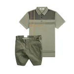 Set Bộ Nam - Áo Thun Nam Polo Cổ Bẻ Sọc Nhuyễn Phối Túi Và Quần Short Kaki Co Giãn Phối Nút Cao Cấp (Có Size 36)