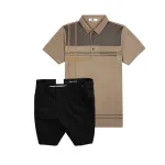 Set Bộ Nam - Áo Thun Nam Polo Cổ Bẻ Sọc Nhuyễn Phối Túi Và Quần Short Kaki Co Giãn Phối Nút Cao Cấp (Có Size 36)