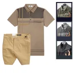 Set Bộ Nam - Áo Thun Nam Polo Cổ Bẻ Sọc Nhuyễn Phối Túi Và Quần Short Kaki Co Giãn Phối Nút Cao Cấp (Có Size 36)
