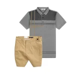 Set Bộ Nam - Áo Thun Nam Polo Cổ Bẻ Sọc Nhuyễn Phối Túi Và Quần Short Kaki Co Giãn Phối Nút Cao Cấp (Có Size 36)