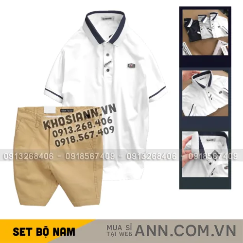 Set Bộ Nam - Áo Thun Nam Polo Cổ Bẻ Tay Ngắn Viển Bo - Quần Short Kaki Co Giãn Phối Nút Cao Cấp (Có Size 36)