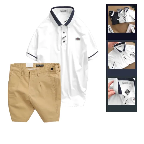 Set Bộ Nam - Áo Thun Nam Polo Cổ Bẻ Tay Ngắn Viển Bo - Quần Short Kaki Co Giãn Phối Nút Cao Cấp (Có Size 36)