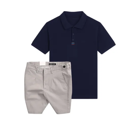 Set Bộ Nam - Áo Thun Nam Polo Cổ Bẻ Thêu 3 Sọc Đỏ Xanh Và Quần Short Kaki Co Giãn Phối Nút Cao Cấp (Có Size 36)