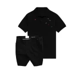 Set Bộ Nam - Áo Thun Nam Polo Cổ Bẻ Thêu Cá Mập Trước Ngực Và Quần Short Kaki Co Giãn Phối Nút Cao Cấp (Có Size 36)