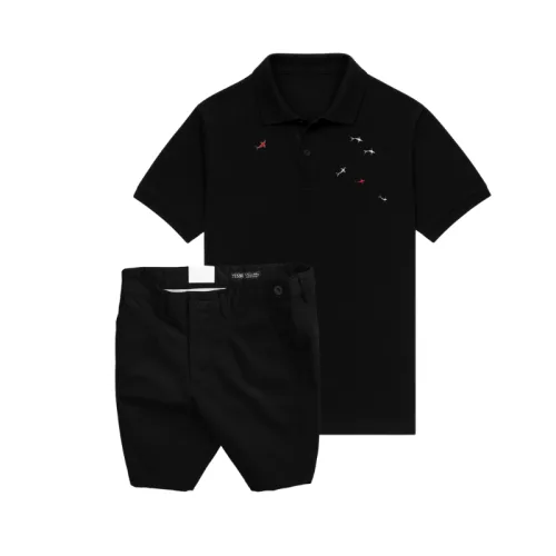 Set Bộ Nam - Áo Thun Nam Polo Cổ Bẻ Thêu Cá Mập Trước Ngực Và Quần Short Kaki Co Giãn Phối Nút Cao Cấp (Có Size 36)