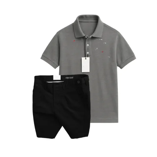 Set Bộ Nam - Áo Thun Nam Polo Cổ Bẻ Thêu Cá Mập Trước Ngực Và Quần Short Kaki Co Giãn Phối Nút Cao Cấp (Có Size 36)