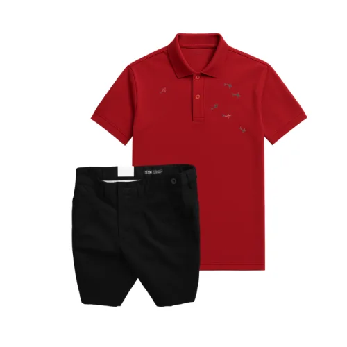 Set Bộ Nam - Áo Thun Nam Polo Cổ Bẻ Thêu Cá Mập Trước Ngực Và Quần Short Kaki Co Giãn Phối Nút Cao Cấp (Có Size 36)