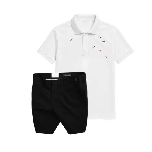 Set Bộ Nam - Áo Thun Nam Polo Cổ Bẻ Thêu Cá Mập Trước Ngực Và Quần Short Kaki Co Giãn Phối Nút Cao Cấp (Có Size 36)