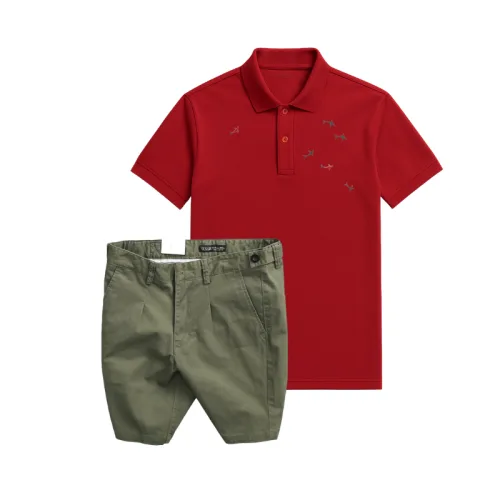 Set Bộ Nam - Áo Thun Nam Polo Cổ Bẻ Thêu Cá Mập Trước Ngực Và Quần Short Kaki Co Giãn Phối Nút Cao Cấp (Có Size 36)