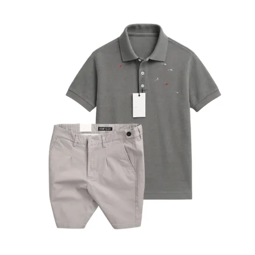 Set Bộ Nam - Áo Thun Nam Polo Cổ Bẻ Thêu Cá Mập Trước Ngực Và Quần Short Kaki Co Giãn Phối Nút Cao Cấp (Có Size 36)