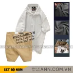 Set Bộ Nam - Áo Thun Nam Polo Cổ Bẻ Thêu Chữ Trước Ngực Cao Cấp Và Quần Short Kaki Co Giãn Phối Nút Cao Cấp (Có Size 36)