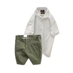 Set Bộ Nam - Áo Thun Nam Polo Cổ Bẻ Thêu Chữ Trước Ngực Cao Cấp Và Quần Short Kaki Co Giãn Phối Nút Cao Cấp (Có Size 36)