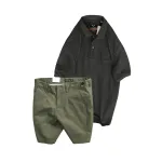 Set Bộ Nam - Áo Thun Nam Polo Cổ Bẻ Thêu Chữ Trước Ngực Cao Cấp Và Quần Short Kaki Co Giãn Phối Nút Cao Cấp (Có Size 36)
