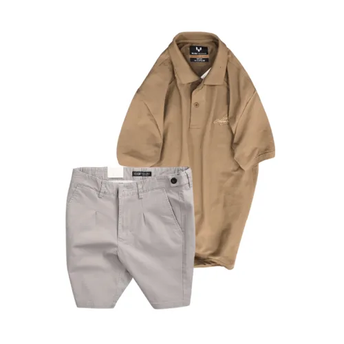 Set Bộ Nam - Áo Thun Nam Polo Cổ Bẻ Thêu Chữ Trước Ngực Cao Cấp Và Quần Short Kaki Co Giãn Phối Nút Cao Cấp (Có Size 36)