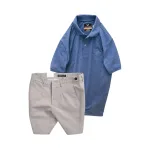 Set Bộ Nam - Áo Thun Nam Polo Cổ Bẻ Thêu Chữ Trước Ngực Cao Cấp Và Quần Short Kaki Co Giãn Phối Nút Cao Cấp (Có Size 36)