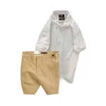 Set Bộ Nam - Áo Thun Nam Polo Cổ Bẻ Thêu Chữ Trước Ngực Cao Cấp Và Quần Short Kaki Co Giãn Phối Nút Cao Cấp (Có Size 36)