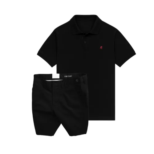 Set Bộ Nam - Áo Thun Nam Polo Cổ Bẻ Thêu Logo Chữ R Trước Ngực Và Quần Short Kaki Co Giãn Phối Nút Cao Cấp (Có Size 36)