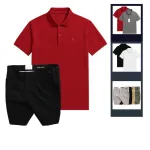 Set Bộ Nam - Áo Thun Nam Polo Cổ Bẻ Thêu Logo Chữ R Trước Ngực Và Quần Short Kaki Co Giãn Phối Nút Cao Cấp (Có Size 36)