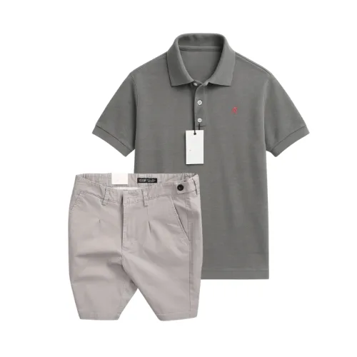 Set Bộ Nam - Áo Thun Nam Polo Cổ Bẻ Thêu Logo Chữ R Trước Ngực Và Quần Short Kaki Co Giãn Phối Nút Cao Cấp (Có Size 36)