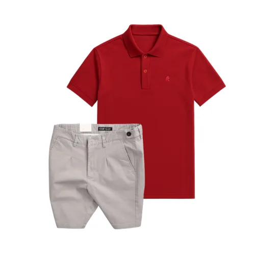 Set Bộ Nam - Áo Thun Nam Polo Cổ Bẻ Thêu Logo Chữ R Trước Ngực Và Quần Short Kaki Co Giãn Phối Nút Cao Cấp (Có Size 36)
