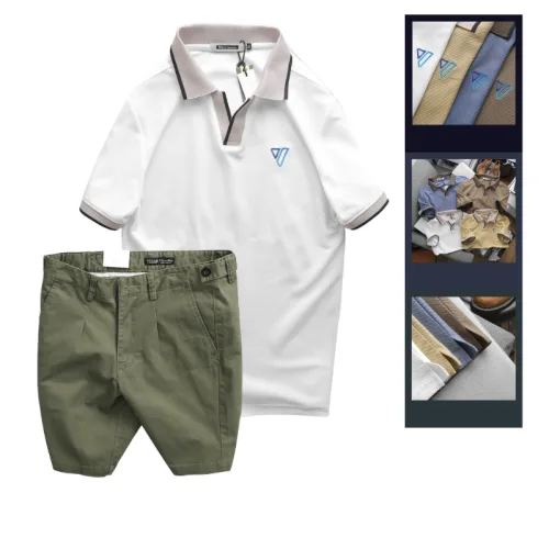 Hình ảnh Set Bộ Nam - Áo Thun Nam Polo Cổ Bẻ Thêu Logo Hình Tam Giác Và Quần Short Kaki Co Giãn Phối Nút Cao Cấp (Có Size 36) trong bộ sưu tập quần kaki nam