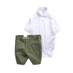 Set Bộ Nam - Áo Thun Nam Polo Cổ Bẻ Thêu Logo Trước Ngực Và Quần Short Kaki Co Giãn Phối Nút Cao Cấp (Có Size 36)