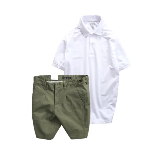 Set Bộ Nam - Áo Thun Nam Polo Cổ Bẻ Thêu Logo Trước Ngực Và Quần Short Kaki Co Giãn Phối Nút Cao Cấp (Có Size 36)