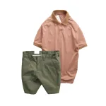 Set Bộ Nam - Áo Thun Nam Polo Cổ Bẻ Thêu Logo Trước Ngực Và Quần Short Kaki Co Giãn Phối Nút Cao Cấp (Có Size 36)